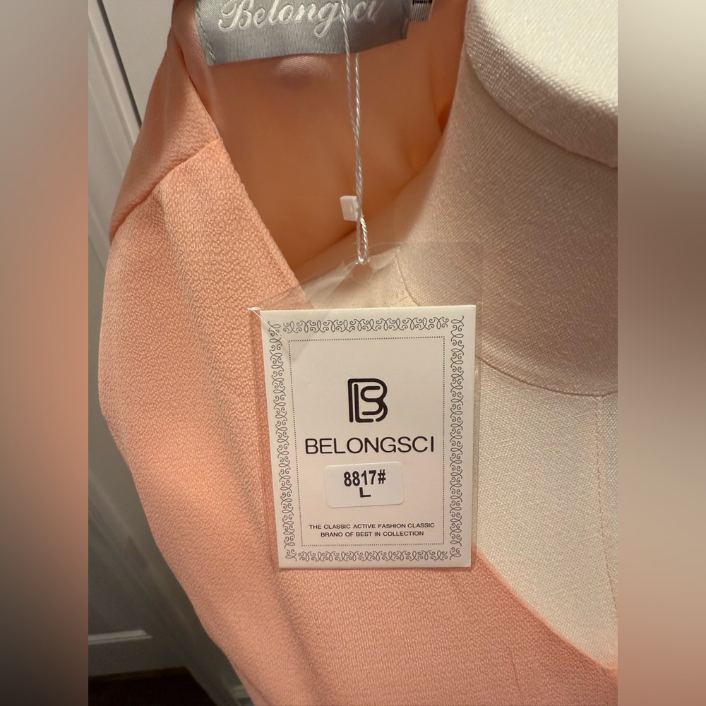 Peach V-Neck Ruffle Sleeve Dress - Picture 8 of 12